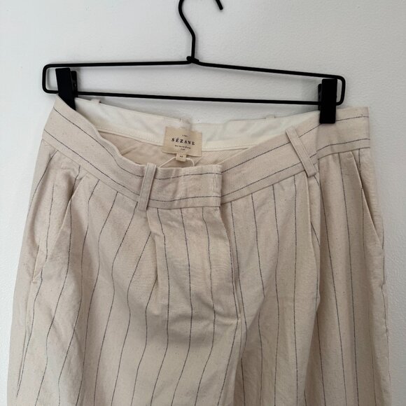 Sezane Rodrigo Trousers Stripped ecru with black stripes size 40 - US 8 - Picture 5 of 9